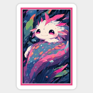 Cute Axolotl Anime Art Design | Cute Animals | Axolotl Hentaii Chibi Kawaii Design Sticker